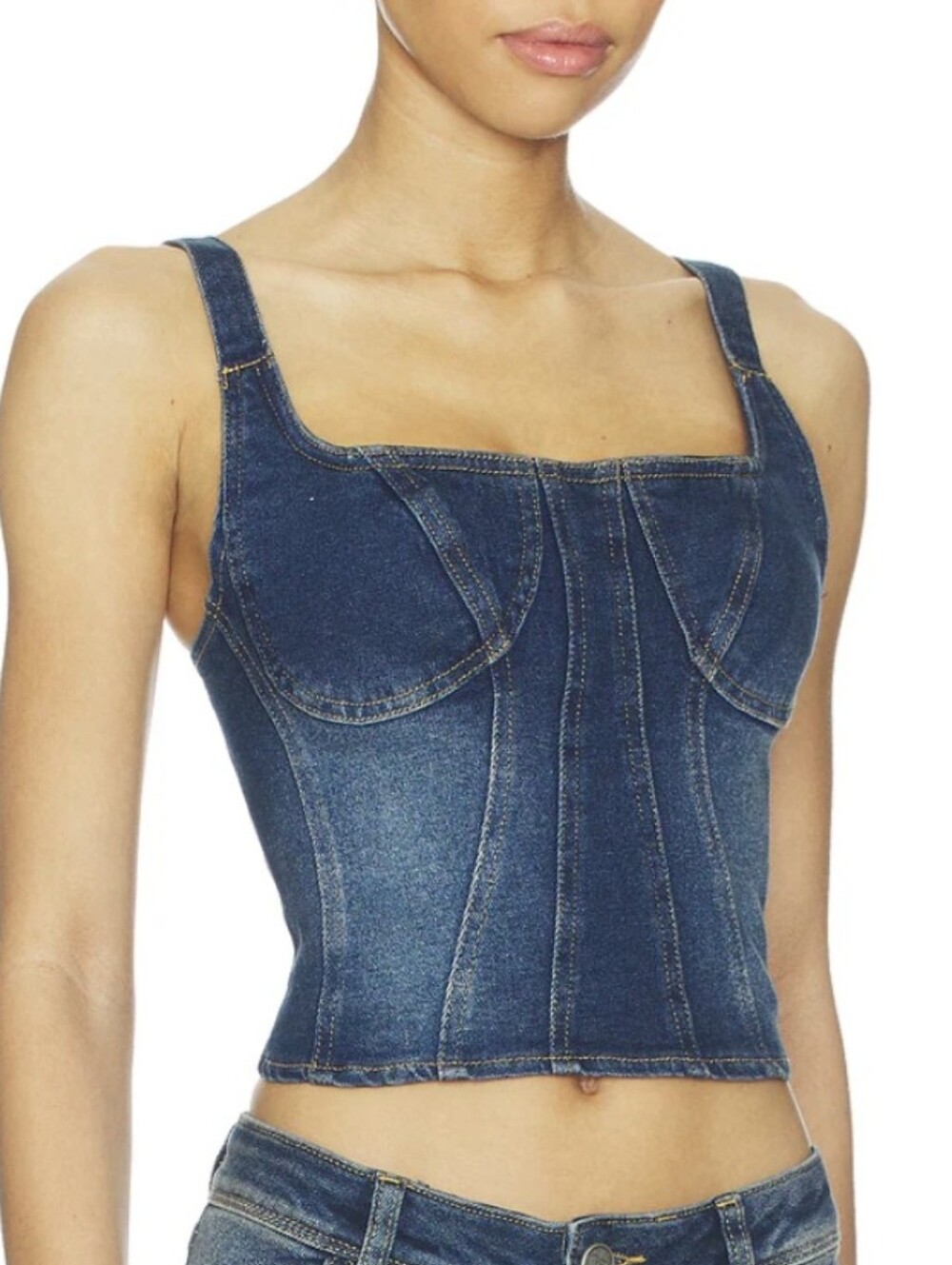 OW Collection Devin Denium Corset Top  NWOT
